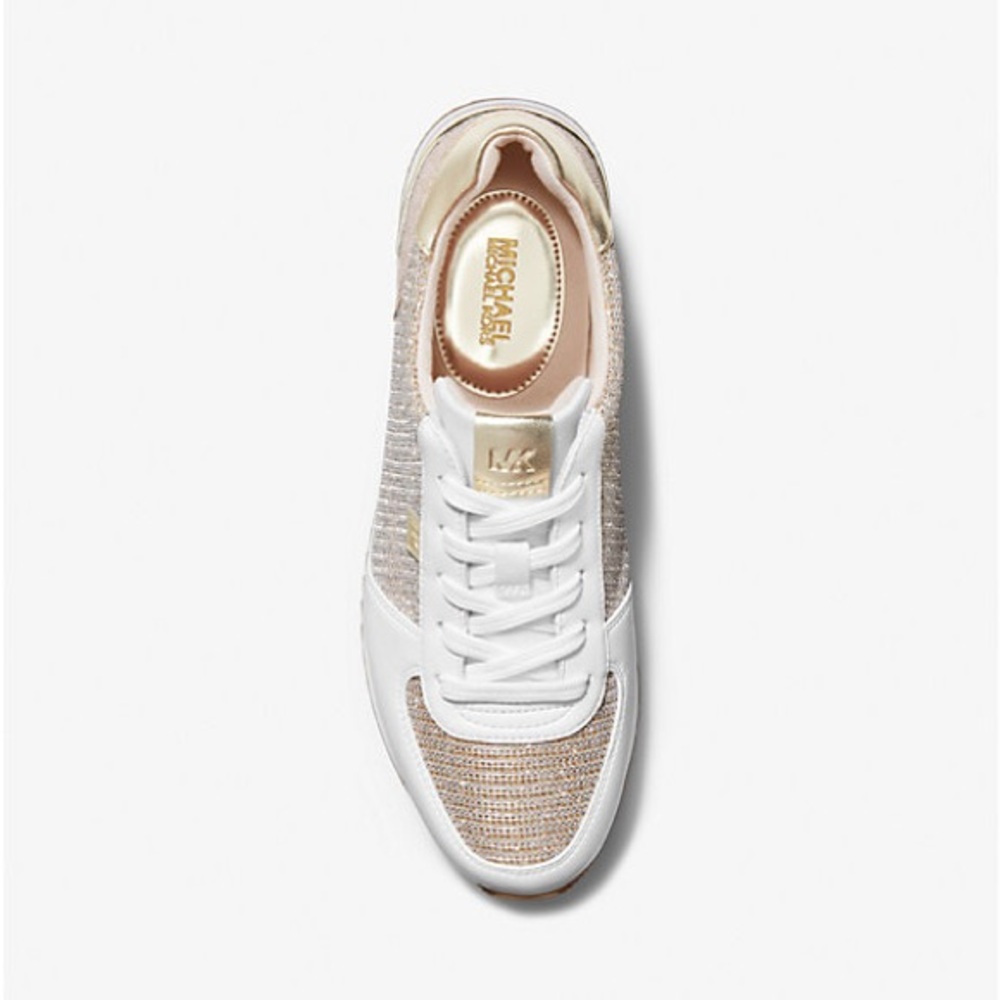 Michael Kors Monique Glitter Chain Mesh and Canvas Trainer sneaker size 8 - Picture 3 of 10